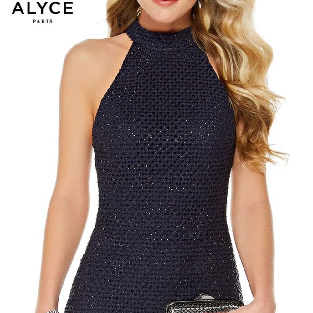 Alyce Paris Diamond Lace Short Dress